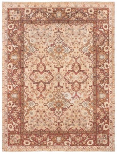 Doris Leslie Blau Alfombra antigua de lana india Amritsar marrón hecha a mano
