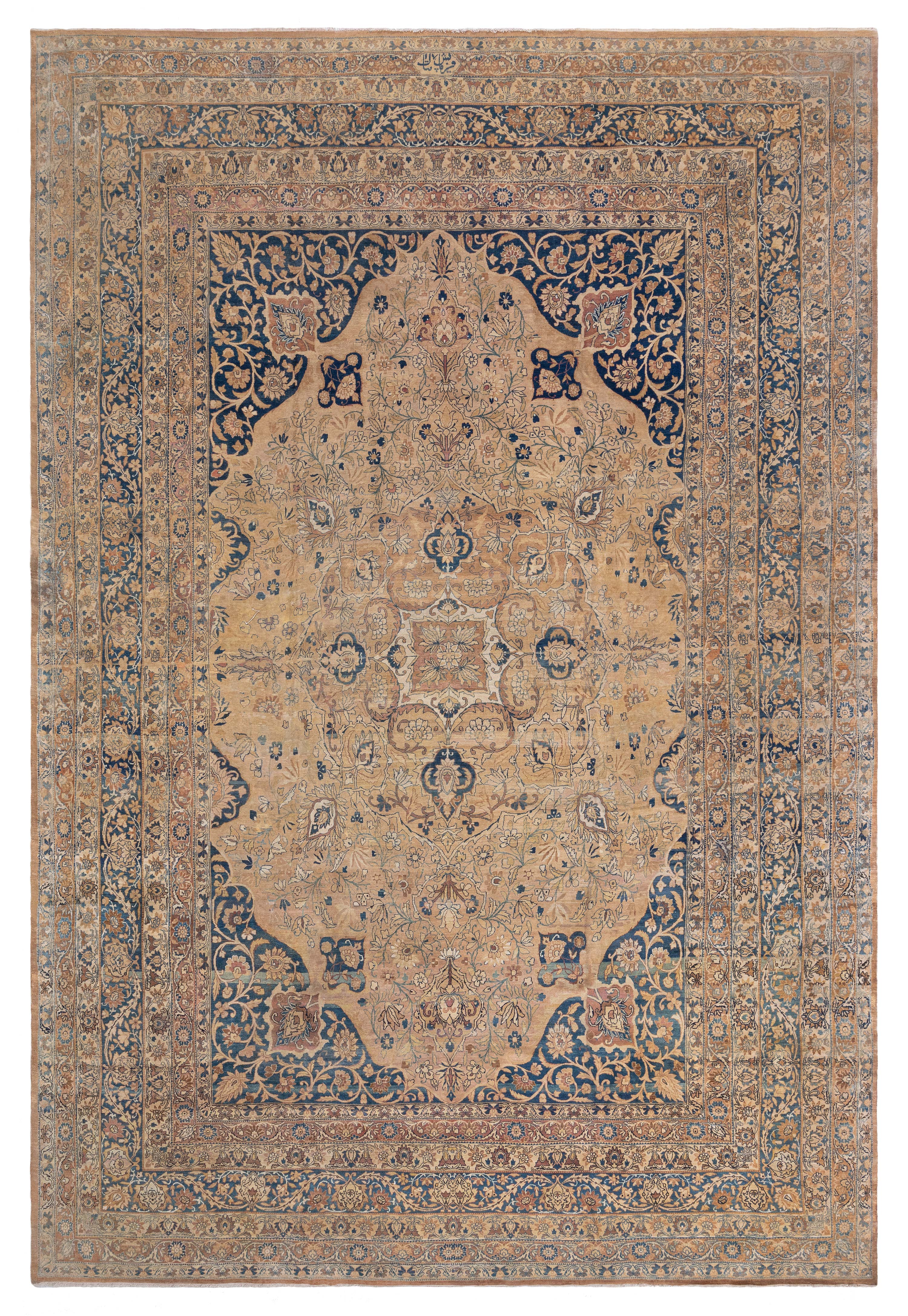 Tapis persan Kirman ancien Doris Leslie Blau fait main en laine botanique