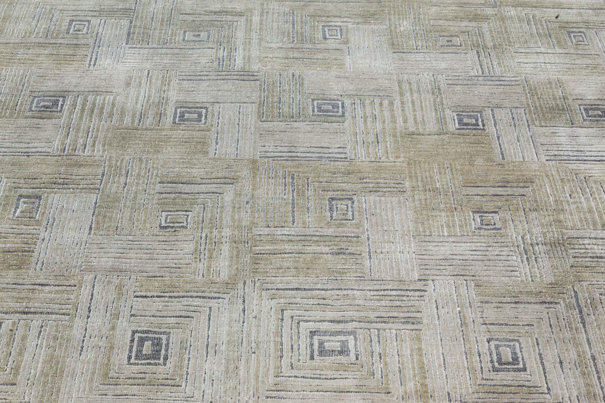 Moderno Tappeto geometrico contemporaneo 'Maze' in seta annodata a mano di Doris Leslie Blau in vendita