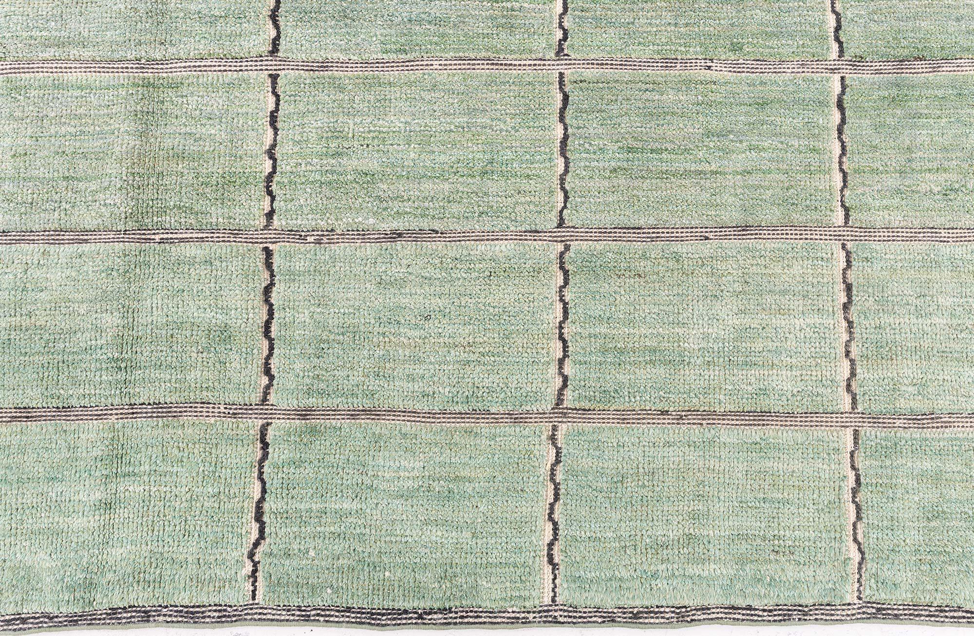 Moderner schwedischer Stapelläufer mit geometrischem Rasterdesign von Doris Leslie Blau (Handgeknüpft) im Angebot