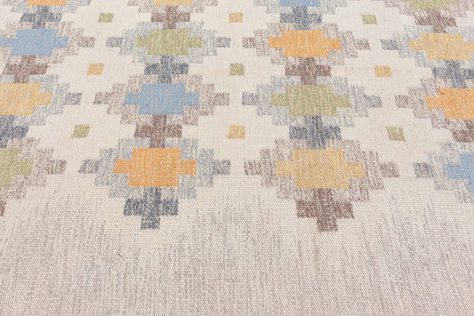 XX secolo Tappeto Doris Leslie Blau Vintage Swedish Flat Weave di Erik Lundberg in vendita