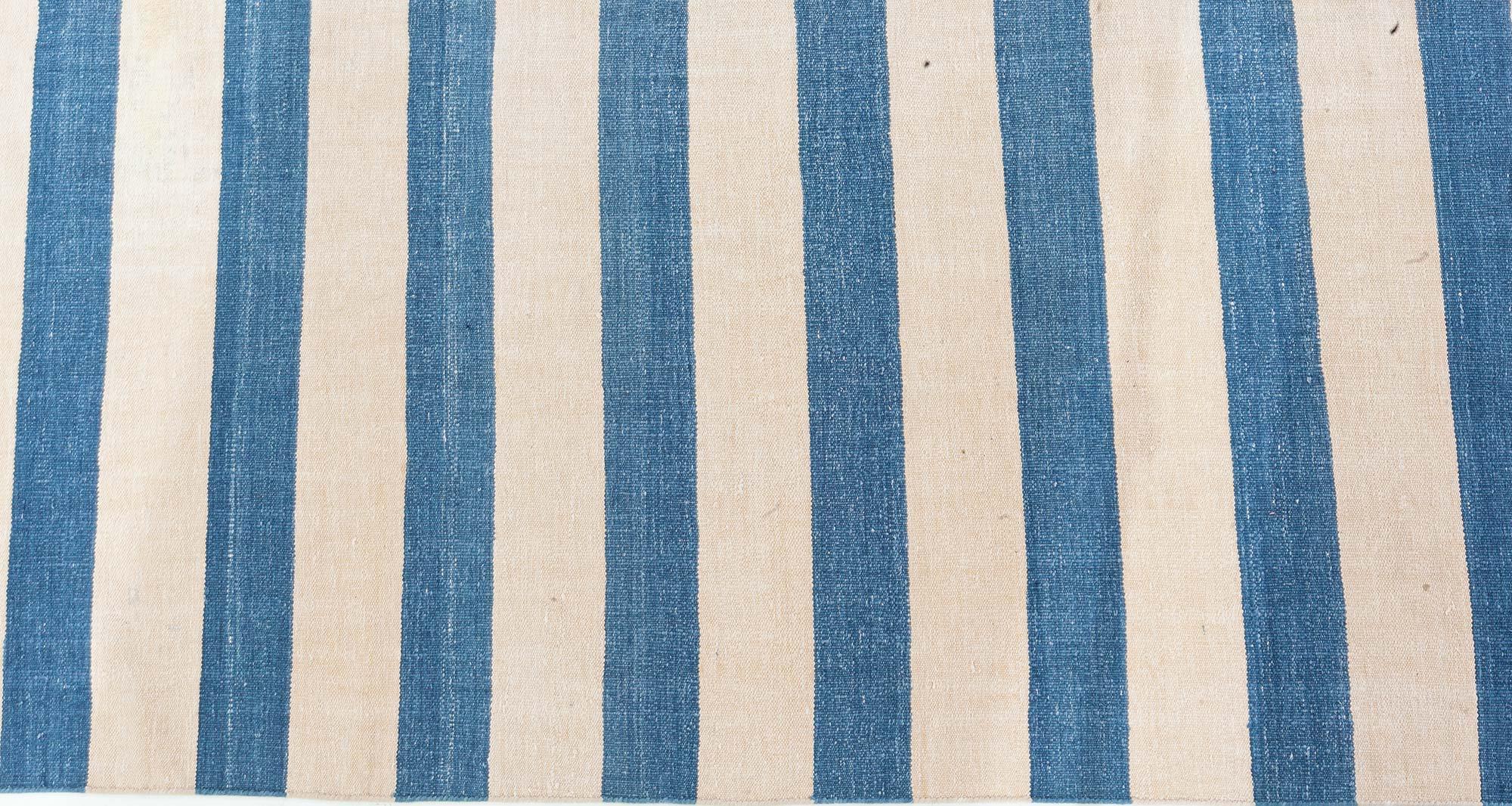 Tessuto a mano Tappeto a righe Doris Leslie Blau Vintage Indian Dhurrie in vendita