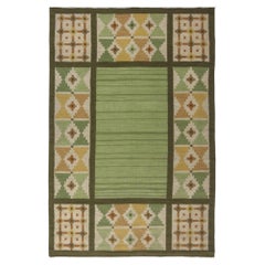 Doris Leslie Blau Vintage Swedish Geometric Flatweave Wool Rug In Warm Tan