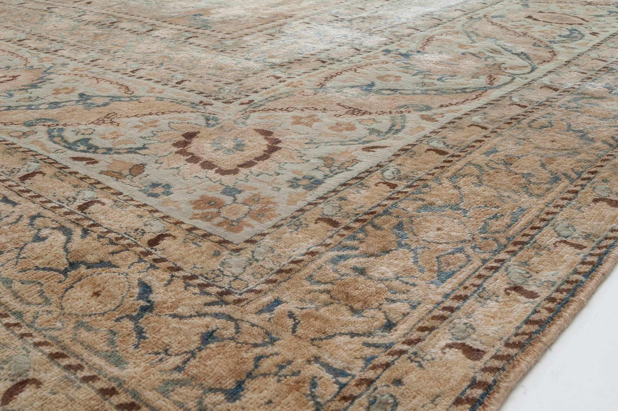 Wool Antique Persian Kirman Carpet For Sale