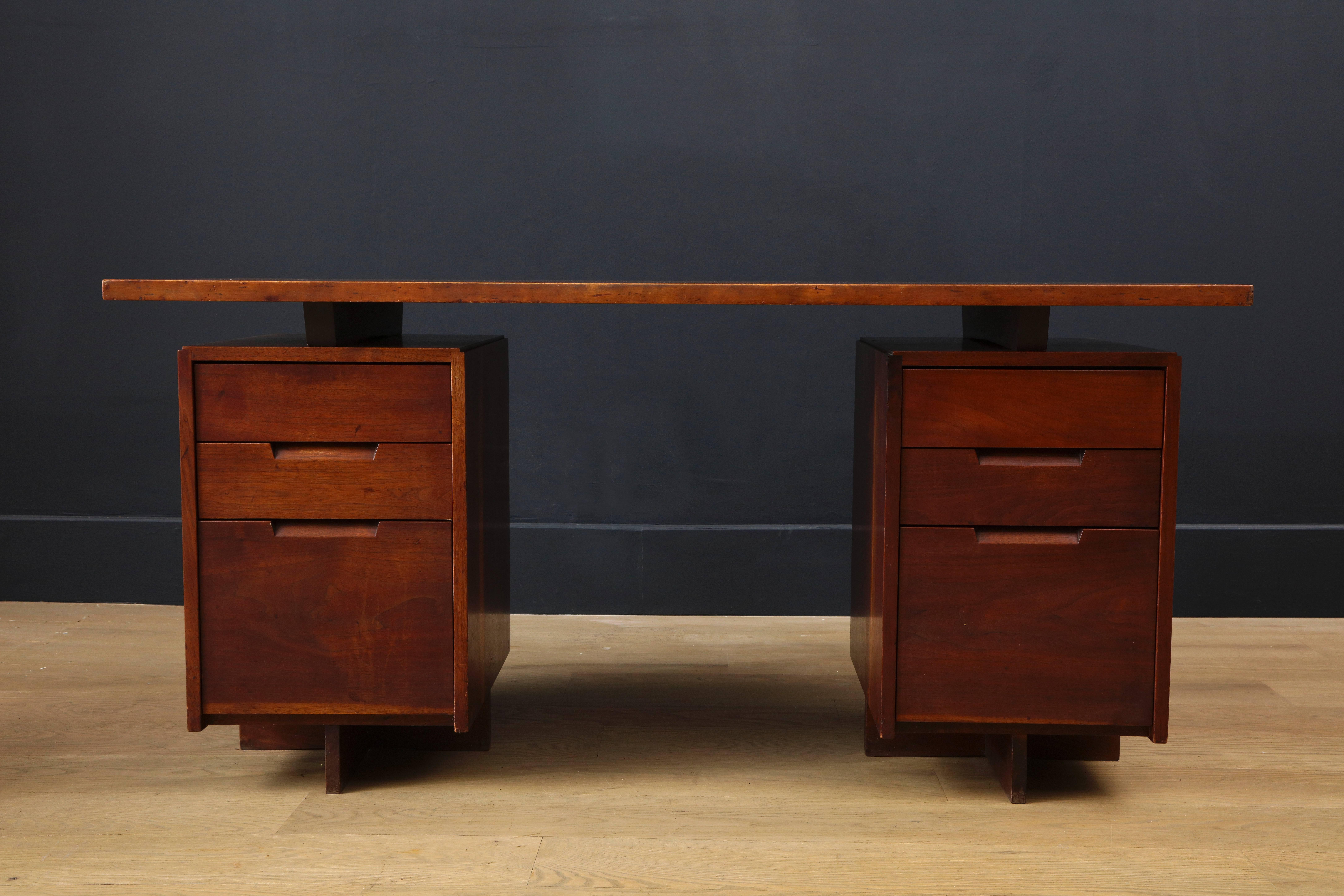 American Double Pedestal Desk by George Nakashima, 1964 For Sale