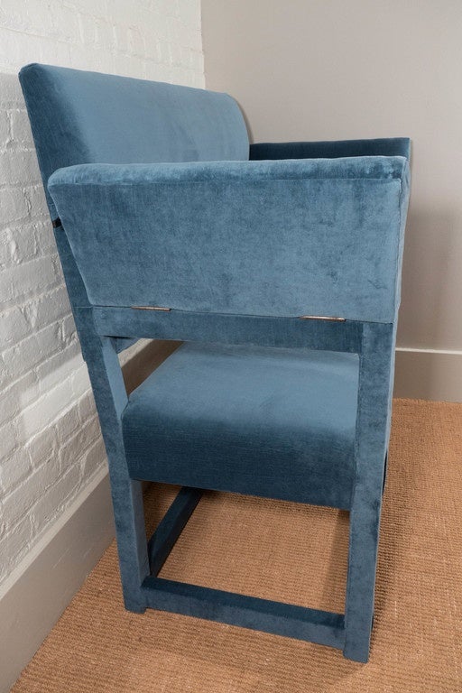 Velvet 19th Century Upholstered Hall Bench with Adjustable Arms For Sale