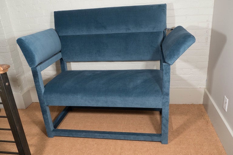 19th Century Upholstered Hall Bench with Adjustable Arms For Sale 1