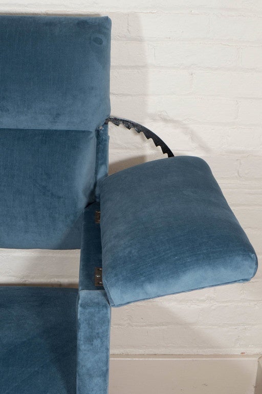 19th Century Upholstered Hall Bench with Adjustable Arms For Sale 3