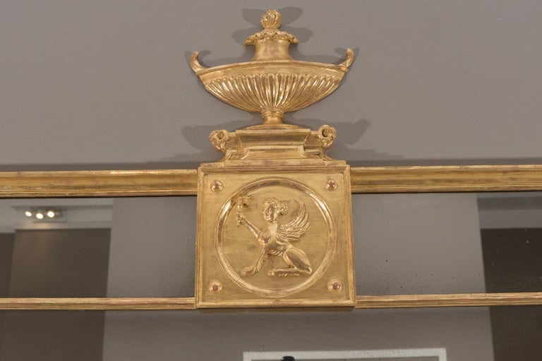 Giltwood Overmantel Mirror from a Drawing by Robert Adam in the Soane Collection In Excellent Condition For Sale In Long Island City, NY
