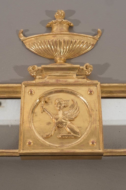 Contemporary Giltwood Overmantel Mirror from a Drawing by Robert Adam in the Soane Collection For Sale
