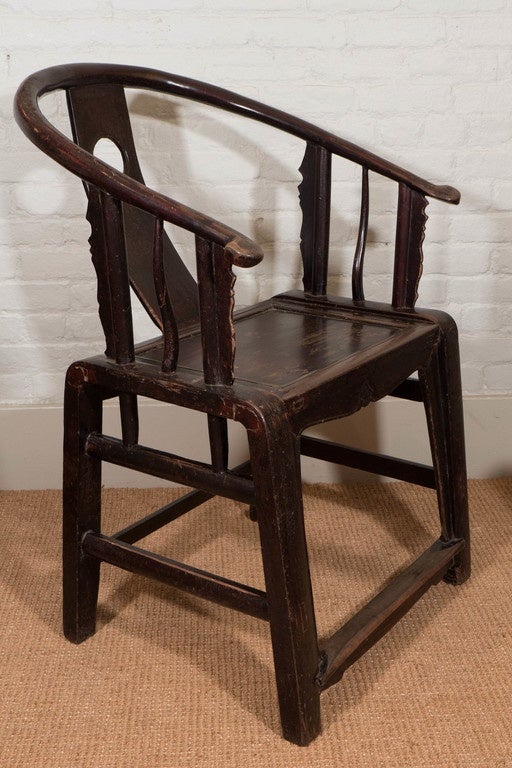 A Pair of 19th C. Chinese Horseshoe Chairs For Sale 2