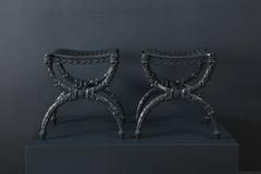 Pair of Charles X Cast Iron Curule Form Stools