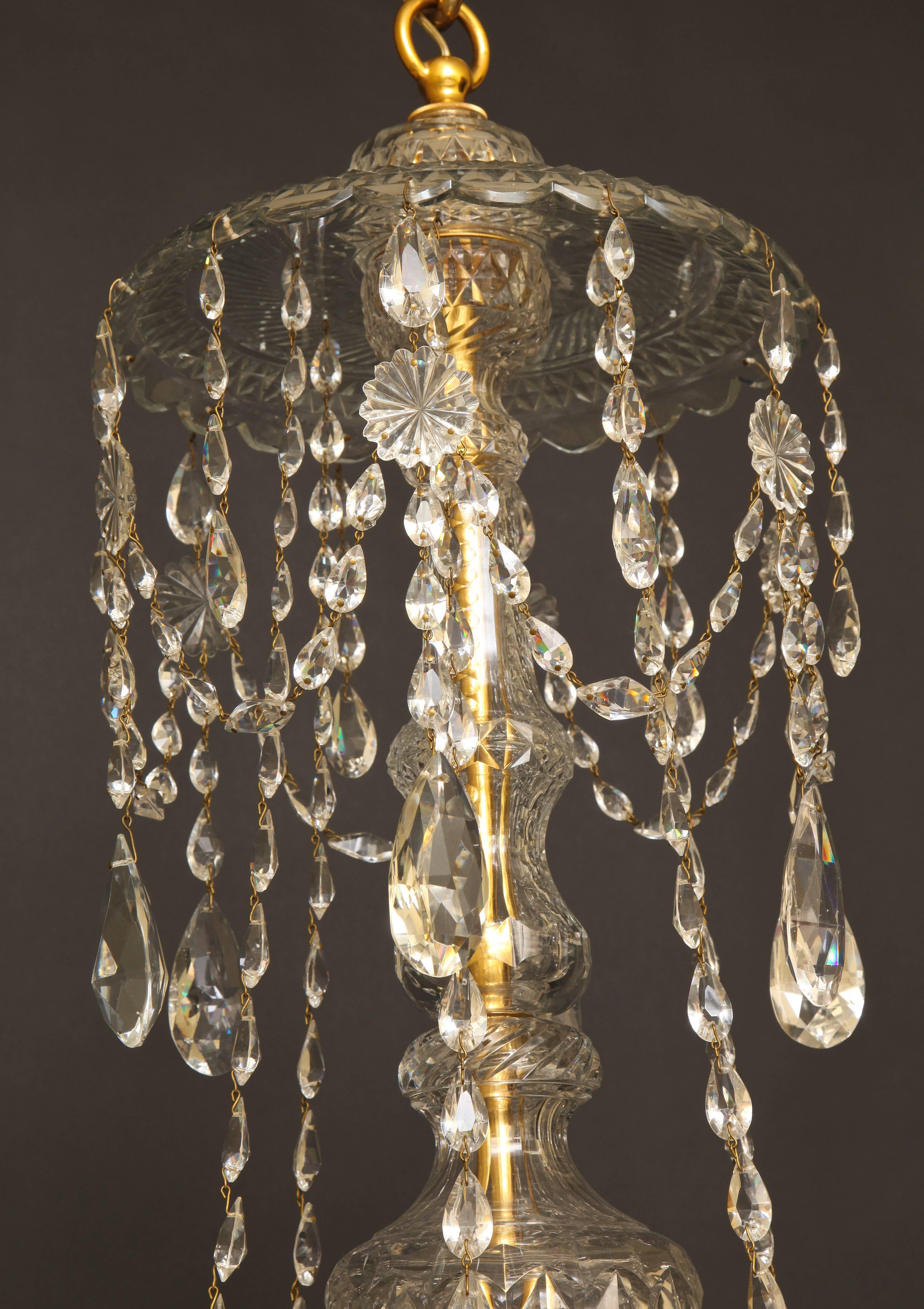 Empire Late 18th Century-Early 19th Century Crystal Waterford Chandelier For Sale