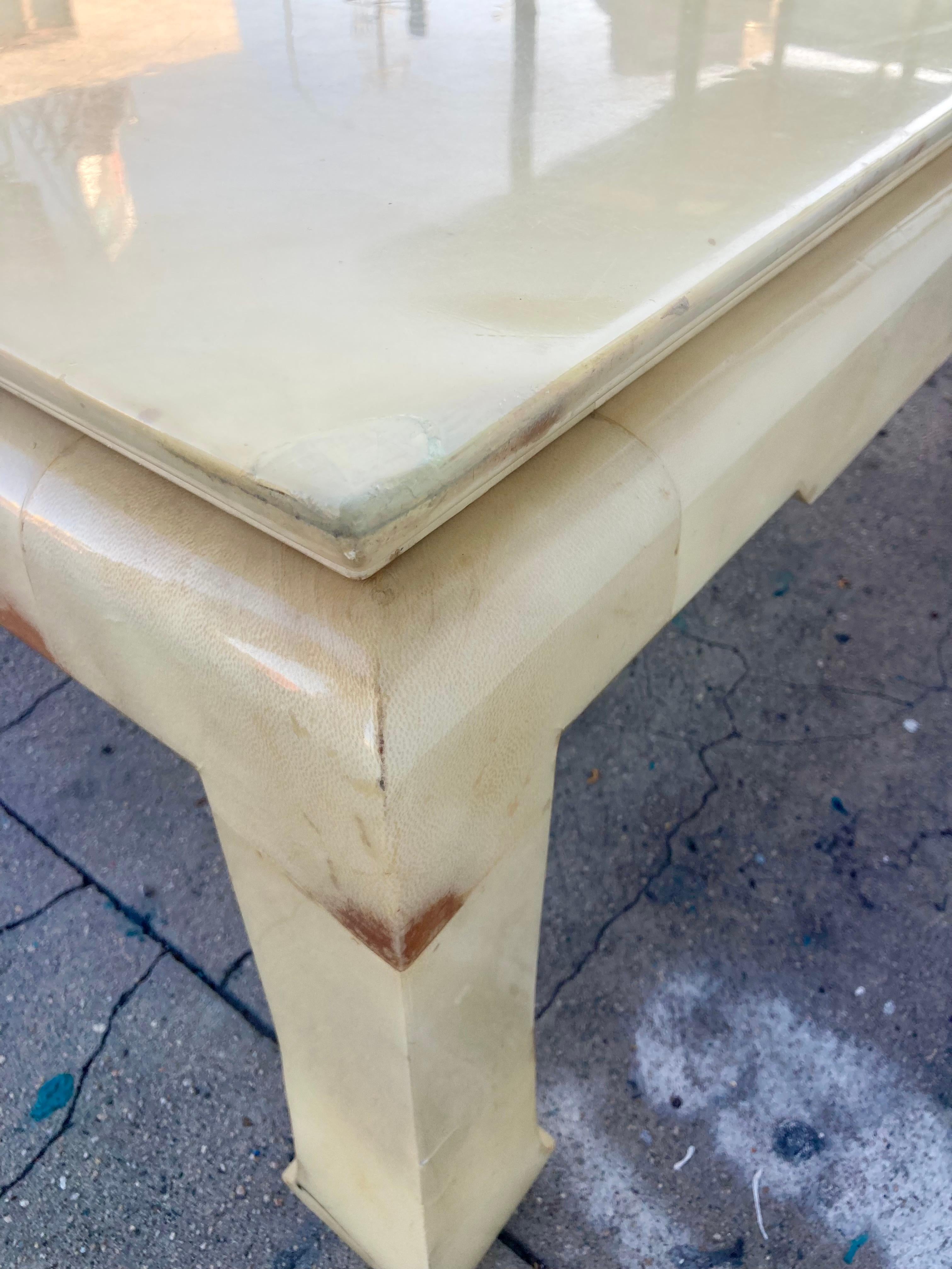 Karl Springer Asian Inspired Parchment Covered Coffee Table For Sale 9