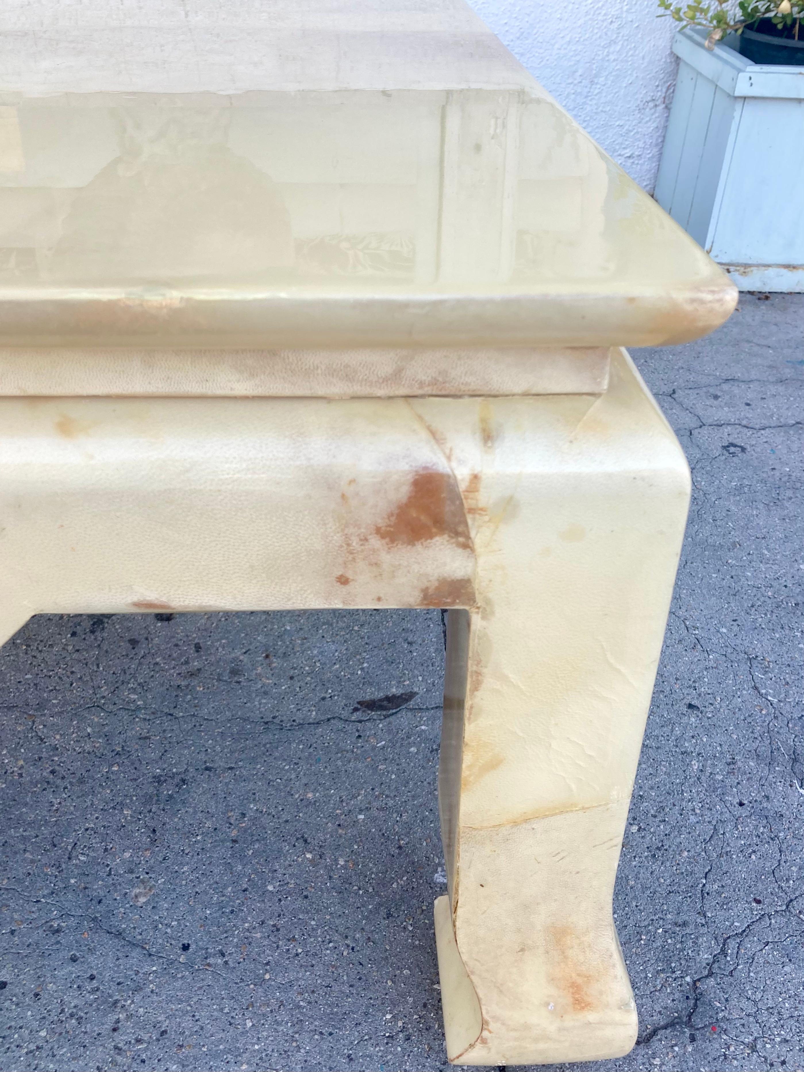 Karl Springer Asian Inspired Parchment Covered Coffee Table For Sale 8