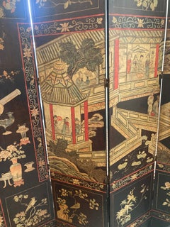 18th Century Coromandel Pagoda 8 Panel Folding Screen