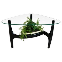 Adrian Pearsall USA 1960s Triform Glass Coffee Table & Royal Haeger Tonk Planter