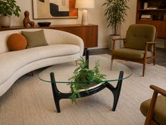 Adrian Pearsall USA 1960s Triform Glass Coffee Table & Royal Haeger Tonk Planter
