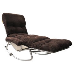 Lit de jour tubulaire chromé des années 1970 avec pouf amovible par Lama of France