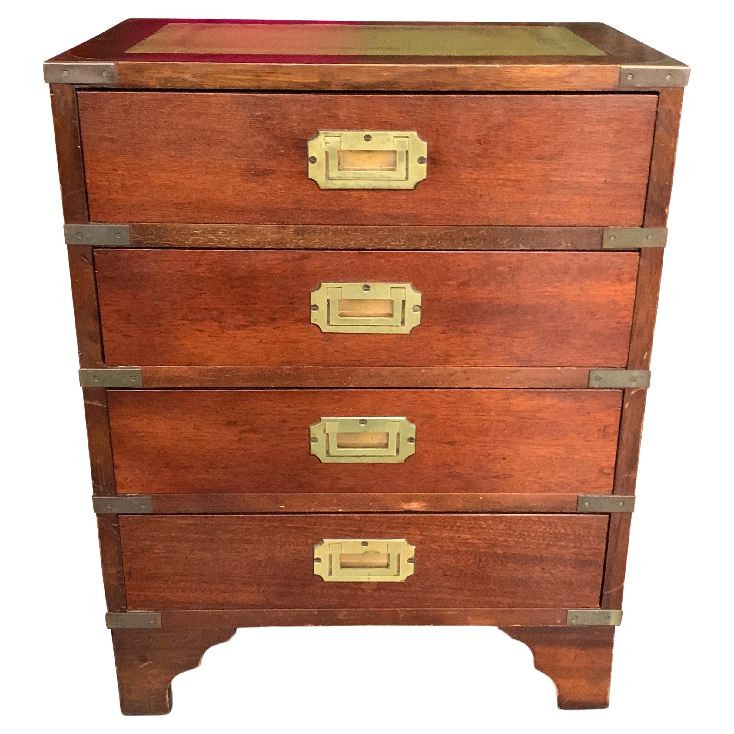 Kennedy for Harrods Military Campaign Four Drawer Chest with Brass Corners For Sale
