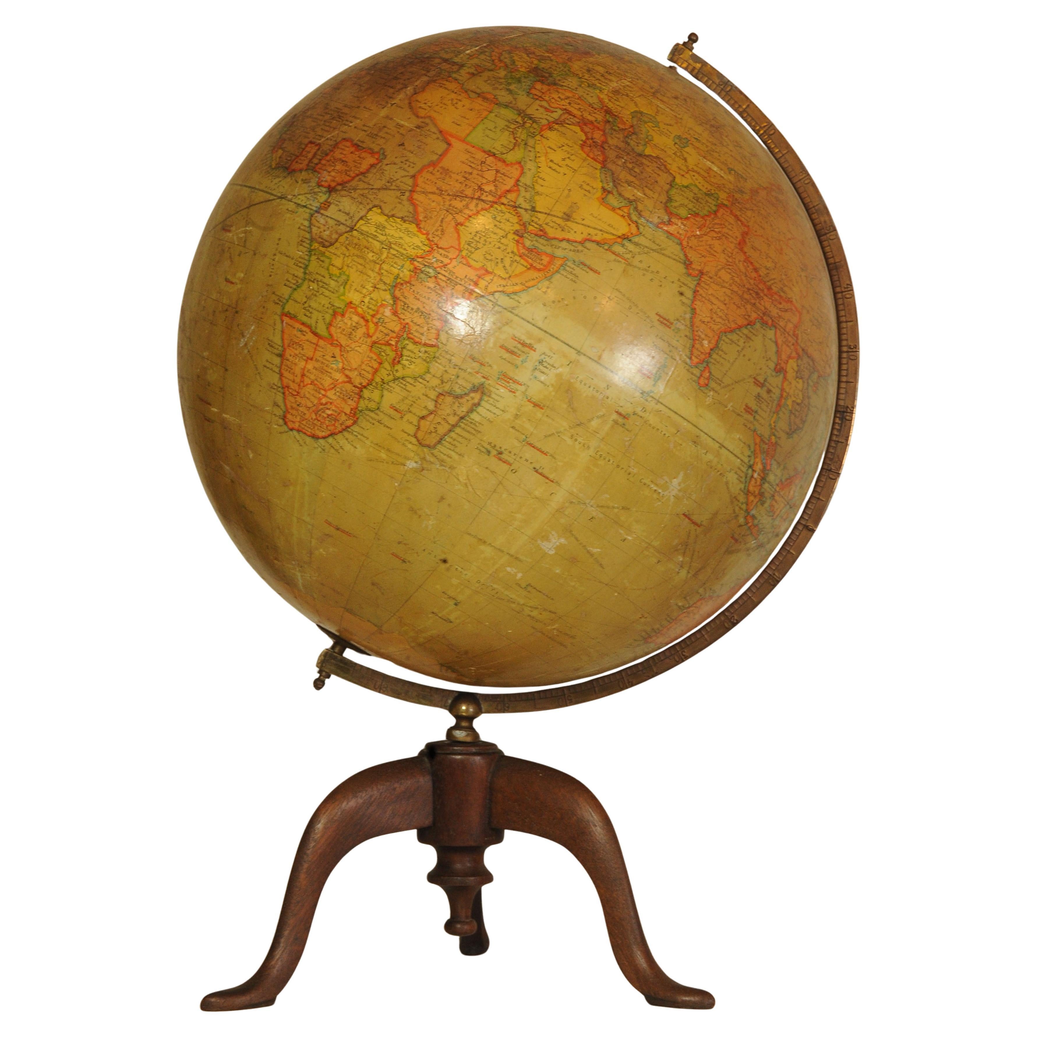 antique world globes on stand