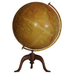 Antique World Globe From Fleet Street London 1923 on Wooden Stand