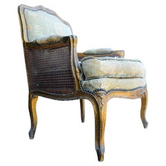 Antique 18th Century French Gilded Bergere Armchair with Stud & Floral Detailing