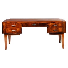 1920s Art Deco Emile-Jacques Ruhlmann Style Rosewood Desk with Chrome Feet