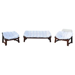 Set di tre pezzi Ekornes degli anni ’70 in tessuto bianco, un design norvegese su misura