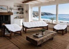 Set di tre pezzi Ekornes degli anni ’70 in tessuto bianco, un design norvegese su misura