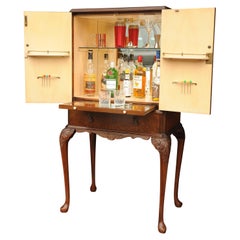1930s Decadent Burr Walnut Handcrafted Cocktail Bar by Epstein Furniture
