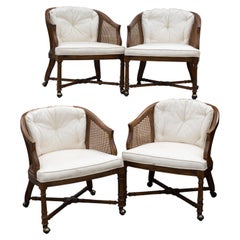 Pair of Faux Bamboo Cane Bergere Armchairs by American of Martinsville