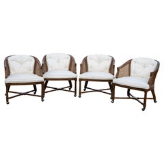 Pair of Faux Bamboo Cane Bergere Armchairs by American of Martinsville