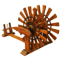 Used Early 20th Century Organic Hand-Crafted Indian Charka Spinning Wheel.