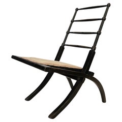 Sedia decorativa bassa in legno di noce ebanizzato di William Godwin, di epoca vittoriana, Foldes