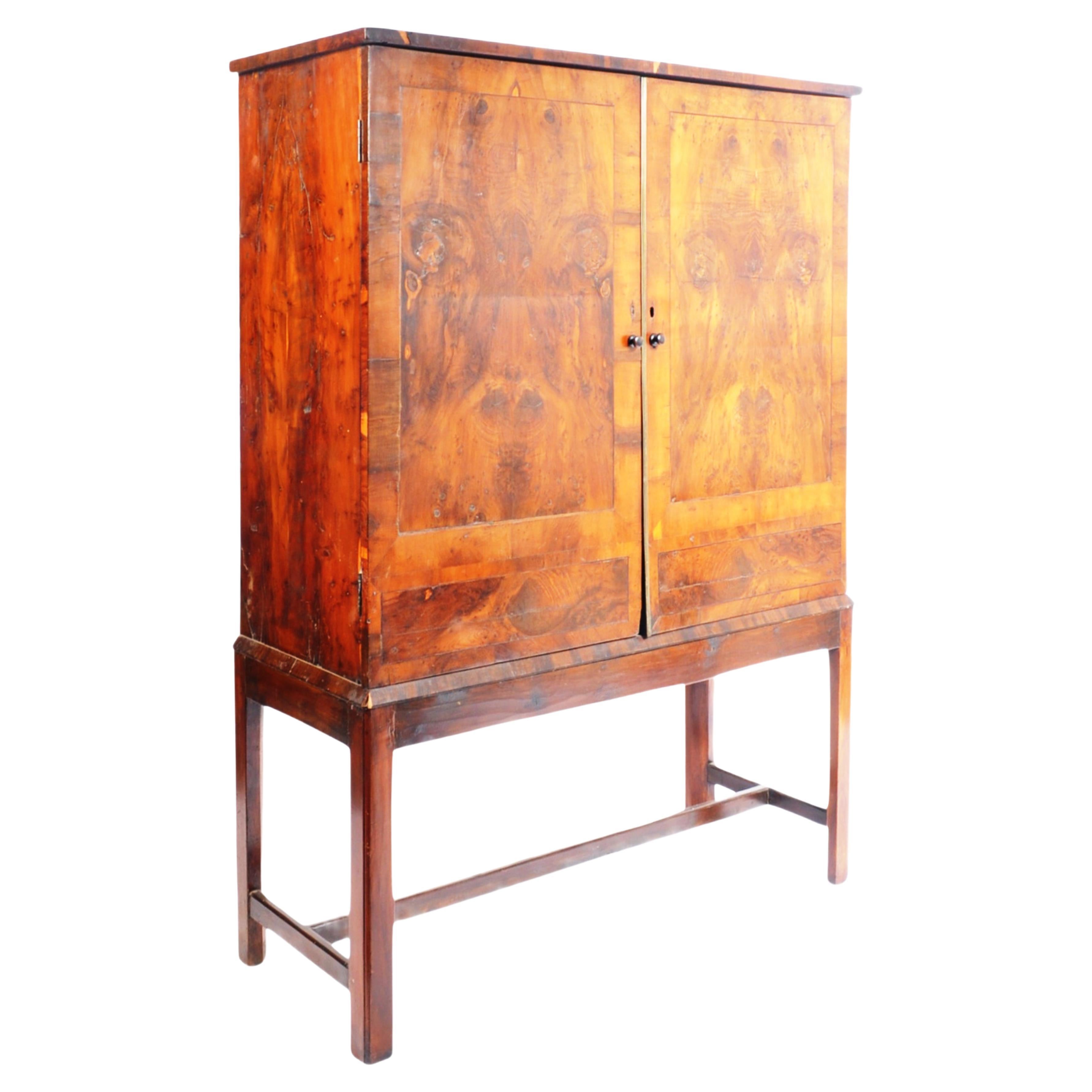 Rare 18th Century Library Yew Wood Specimen Collectors Cabinet Chest on Stand For Sale