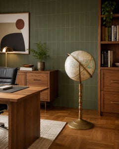 Floor Standing Globe On A Turned Hardwood & Brass Stand Model No 16