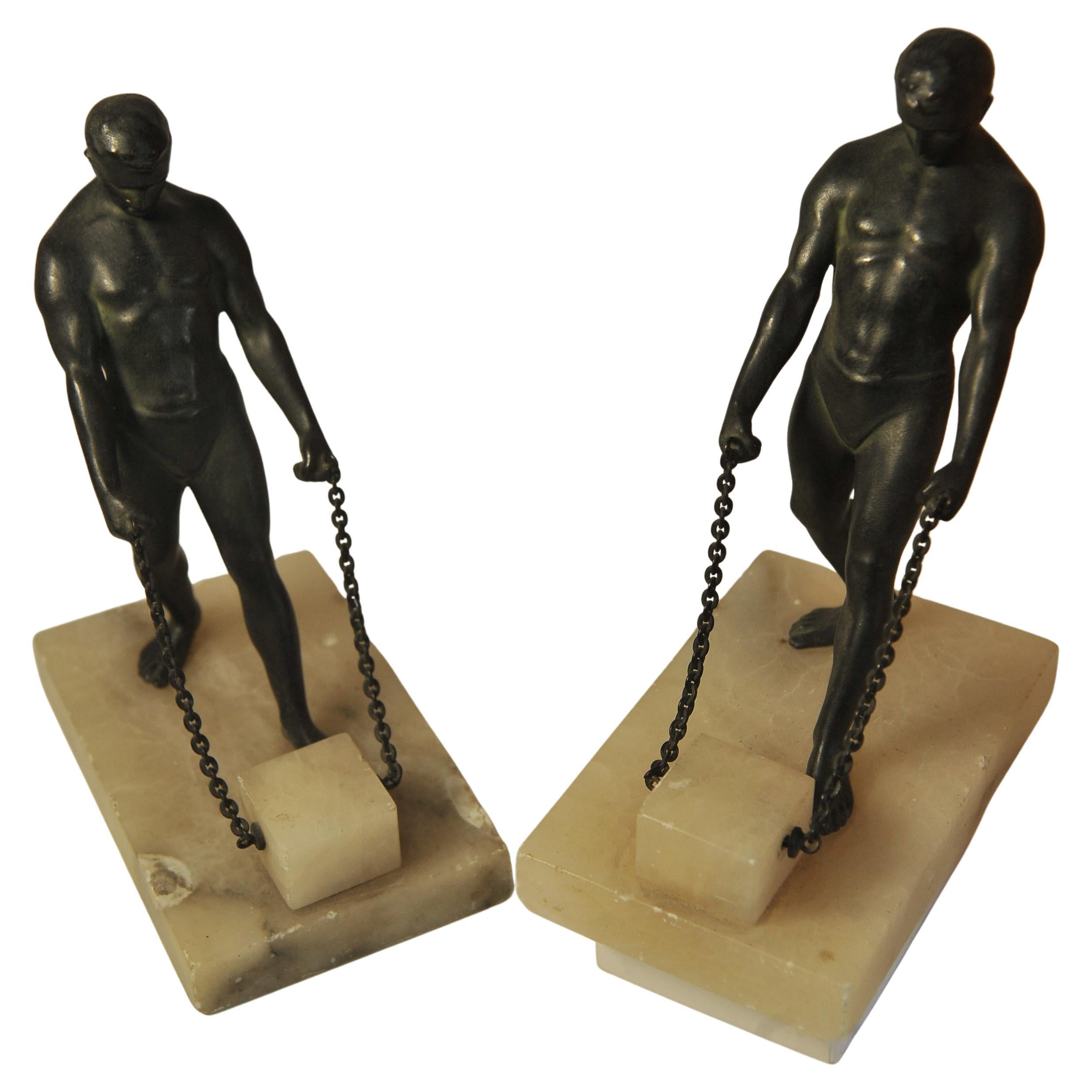 A Stunning and Unusual Pair of Matching Grand Tour Bronze Spelter Greek Male Figurines on Alabaster Bases.

The Grand Tour was the principally 17th- to early 19th-century custom of a traditional trip through Europe, with Italy as a key destination,