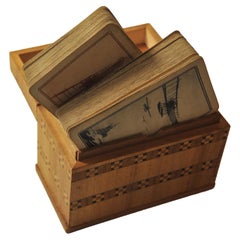 Antique A WW1 Set of Military Interest Playing Cards with Tunbridge Ware Card Box