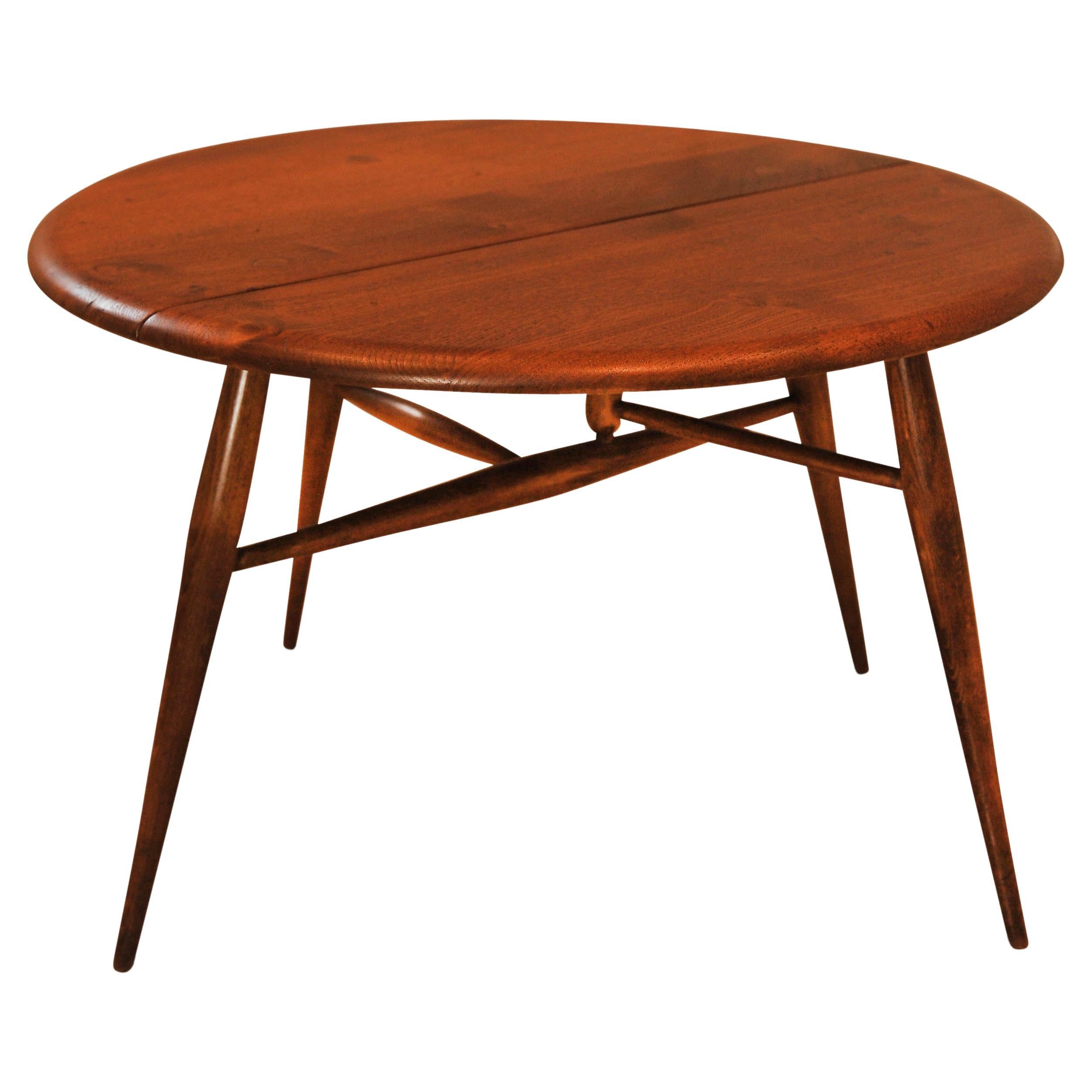 English Mid Century Hand Crafted Ercol Elm Drop Leaf Coffee Lounge Table. For Sale