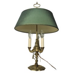 A Rare Brass Bouillotte Triple Branch Table Lamp With Height Adjustable Shade 