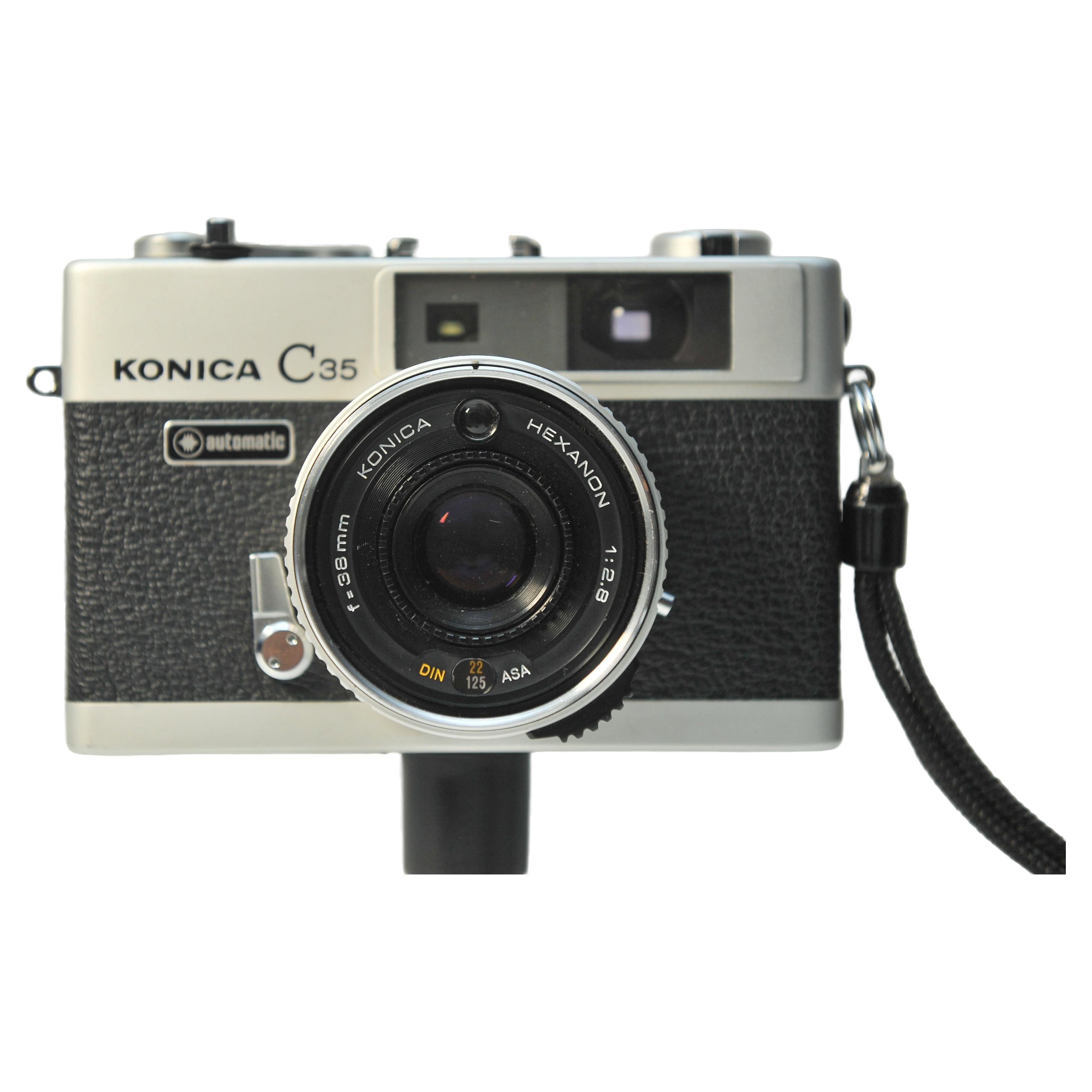 Konica C35 Automatic 35mm Film Compact Rangefinder Camera with 38mm Hexanon F2.8 For Sale