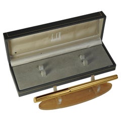 Dunhill Gemline 14k Gold Plated Boxed Fountain Pen With Engine Turned Decoration