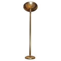 Superbe lampadaire Art Déco des années 1920 avec garniture en verre ambré