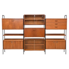 Avalon Modular Teak & Metal Multi Piece Shelving & Cabinet Storage Wall Units