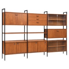 Avalon Modular Teak & Metal Multi Piece Shelving & Cabinet Storage Wall Units