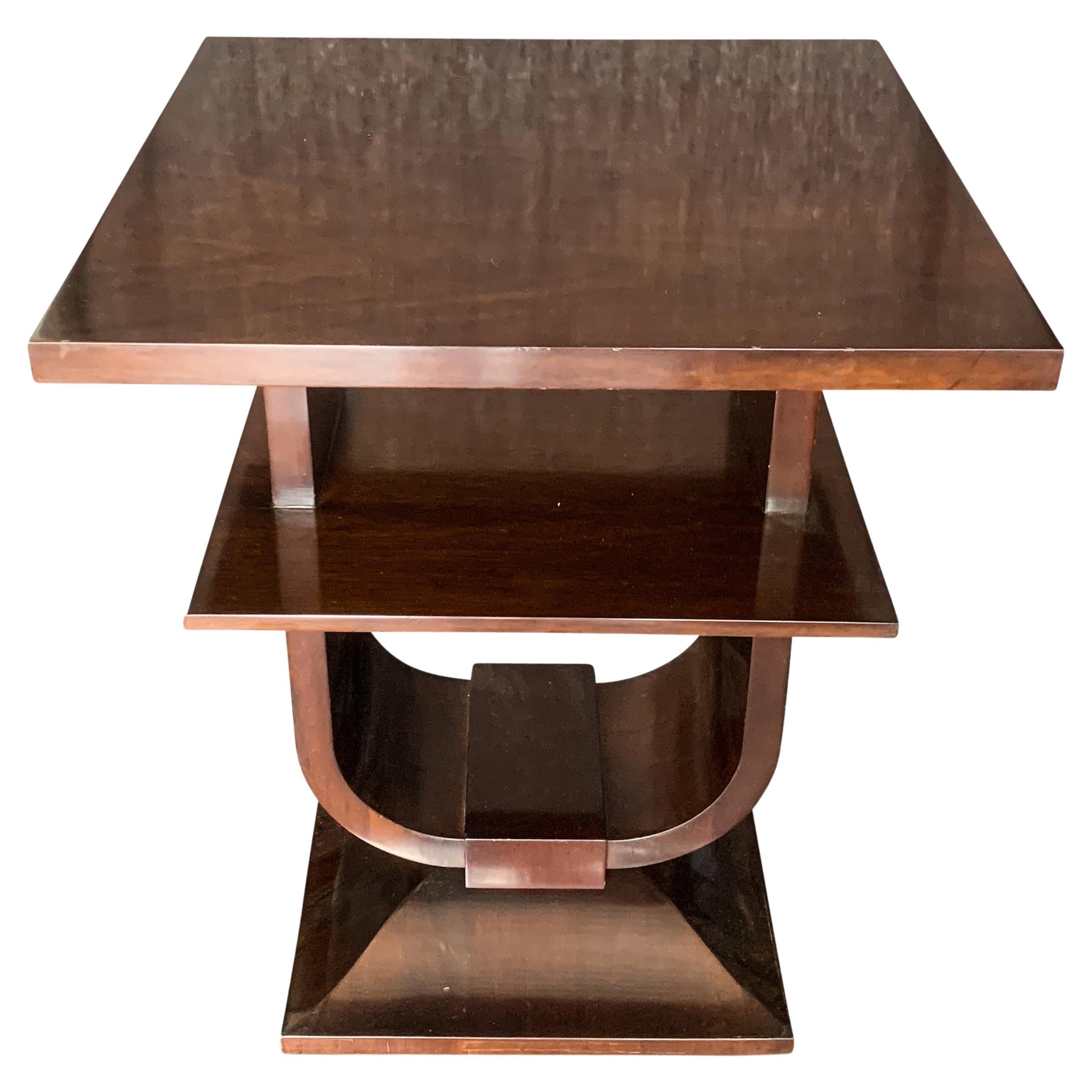 Art Deco Design Elegant Burr Walnut Three Tiered Side Table  For Sale