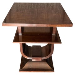 Art Deco Design Elegant Burr Walnut Three Tiered Side Table 
