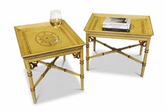 Pair Faux Bamboo Painted Neoclassical Revival Side Tables By Julian Chichester