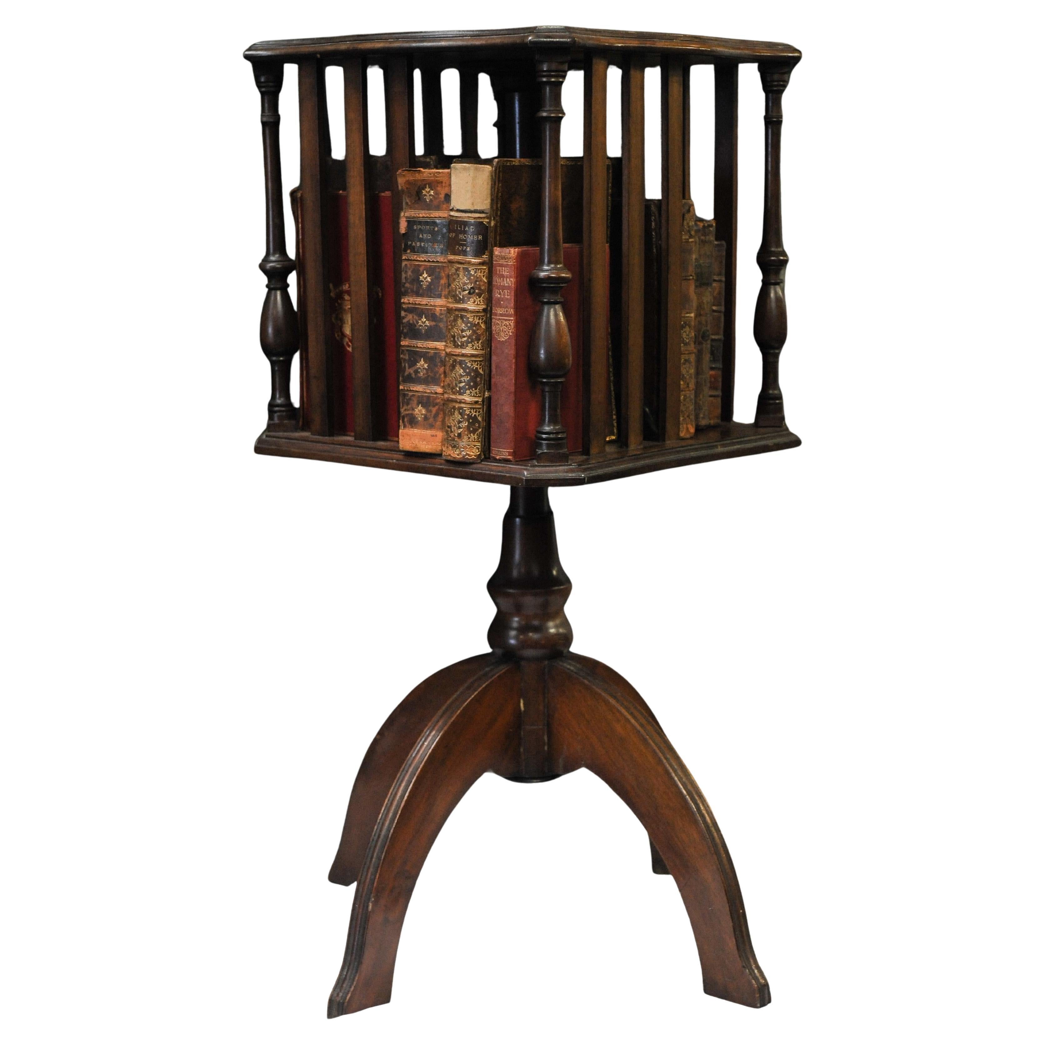 Victorian Handmade Floor Standing Revolving Bookcase with Chamfered Edge 1870's